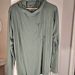 Duck Camp Mens Bamboo Hoodie Sun Shirt Green Large Zippered Pocket Long Sleeve